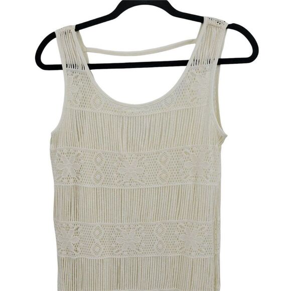 AEO Country Western Boho Lace Overlay Fringe Hem Slip Dress Vanilla Sz XS - Picture 7 of 10